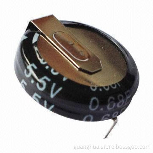 Supercapacitor, 5.5V DC Voltage, 0.68F Nominal Capacity, Measures 16 x 4.5mm